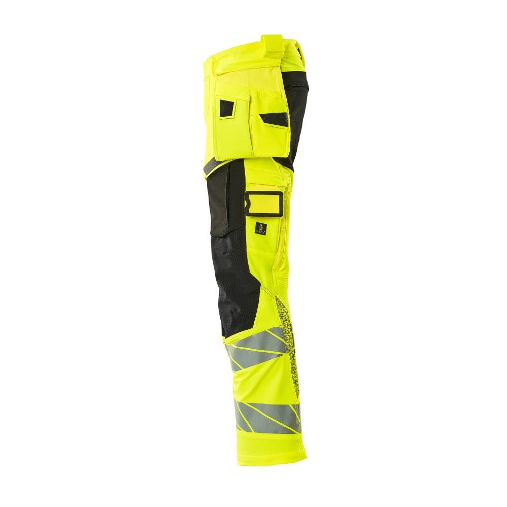 Pantaloni cu buzunare suspendate, pantaloni ULTIMATE STRETCH, galben/negru hi-vis
