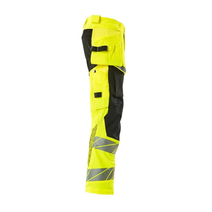 Pantaloni cu buzunare suspendate, pantaloni ULTIMATE STRETCH, galben/negru hi-vis