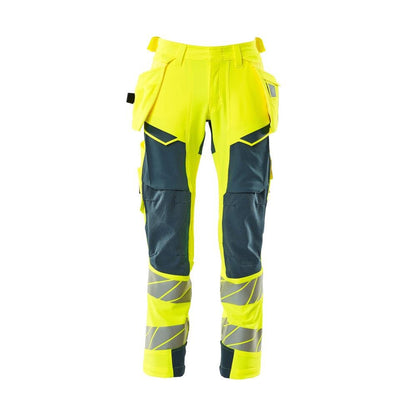 Pantaloni cu buzunare suspendate, pantaloni ULTIMATE STRETCH, galben vizibil/petroleu închis
