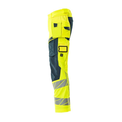 Pantaloni cu buzunare suspendate, pantaloni ULTIMATE STRETCH, galben vizibil/petroleu închis