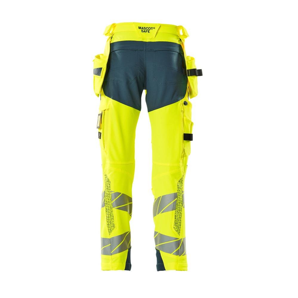 Pantaloni cu buzunare suspendate, pantaloni ULTIMATE STRETCH, galben vizibil/petroleu închis