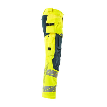 Pantaloni cu buzunare suspendate, pantaloni ULTIMATE STRETCH, galben vizibil/petroleu închis