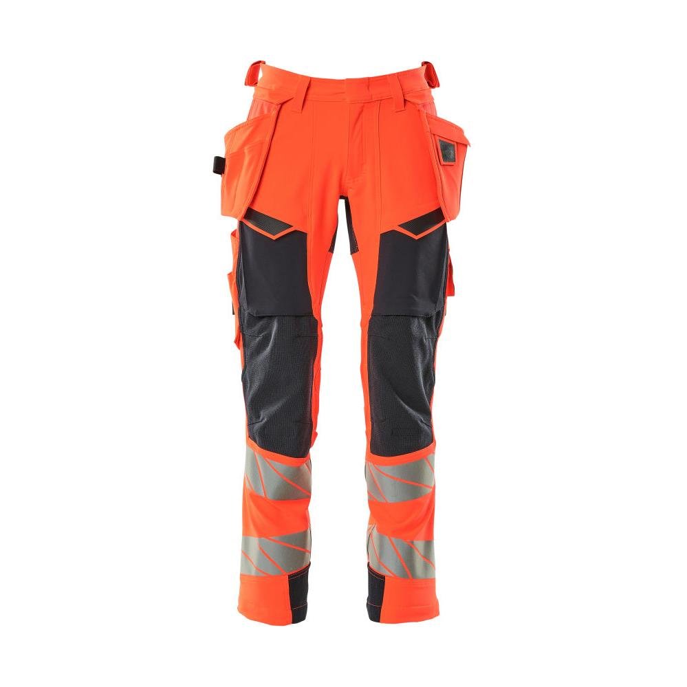 Pantaloni cu buzunare suspendate, pantaloni ULTIMATE STRETCH, Hi-vis roșu/negru-albastru