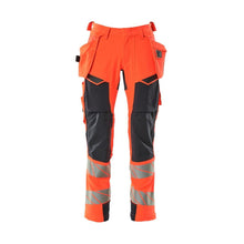 Pantaloni cu buzunare suspendate, pantaloni ULTIMATE STRETCH, Hi-vis roșu/negru-albastru