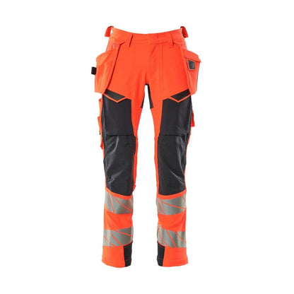 Pantaloni cu buzunare suspendate, pantaloni ULTIMATE STRETCH, Hi-vis roșu/negru-albastru