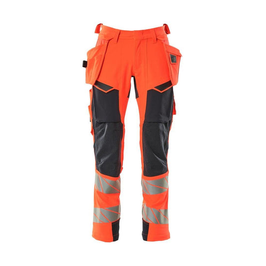 Pantaloni cu buzunare suspendate, pantaloni ULTIMATE STRETCH, Hi-vis roșu/negru-albastru