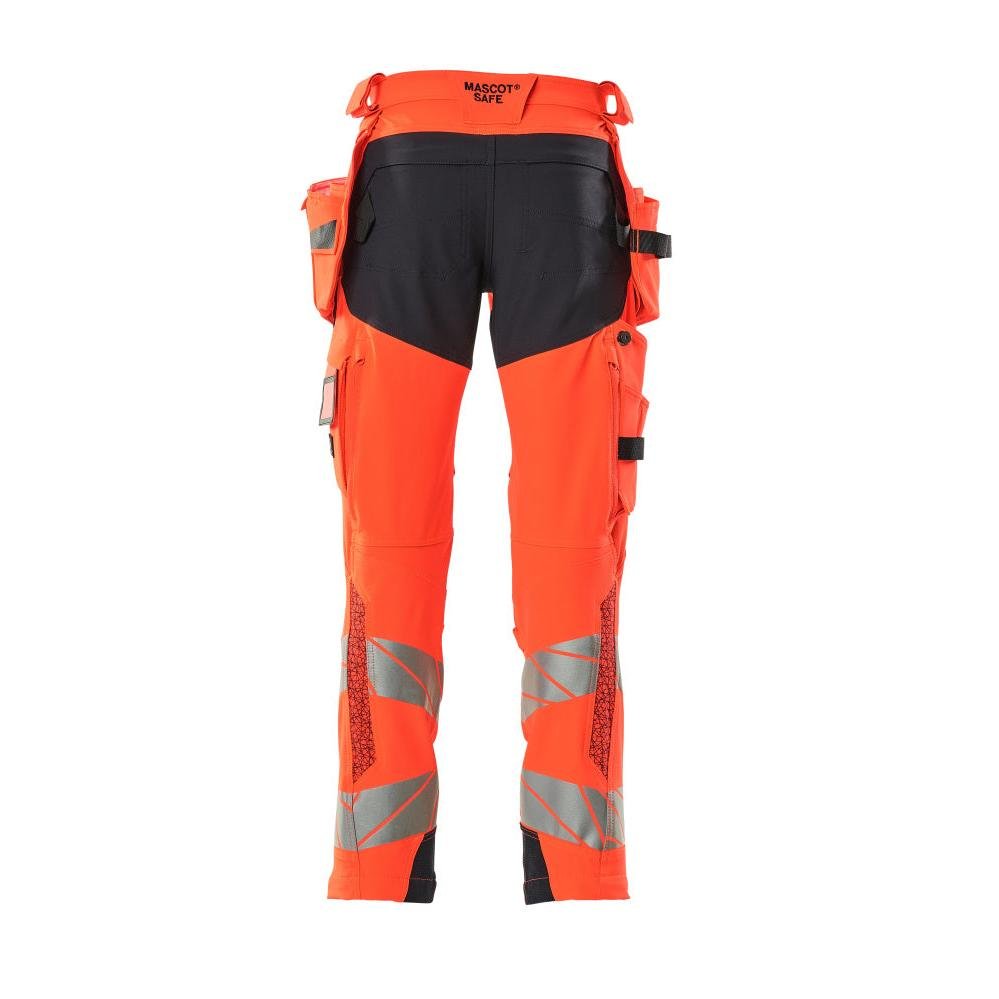 Pantaloni cu buzunare suspendate, pantaloni ULTIMATE STRETCH, Hi-vis roșu/negru-albastru