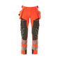 Pantaloni cu buzunare suspendate, pantaloni ULTIMATE STRETCH, rosu hi-vis/antracit inchis
