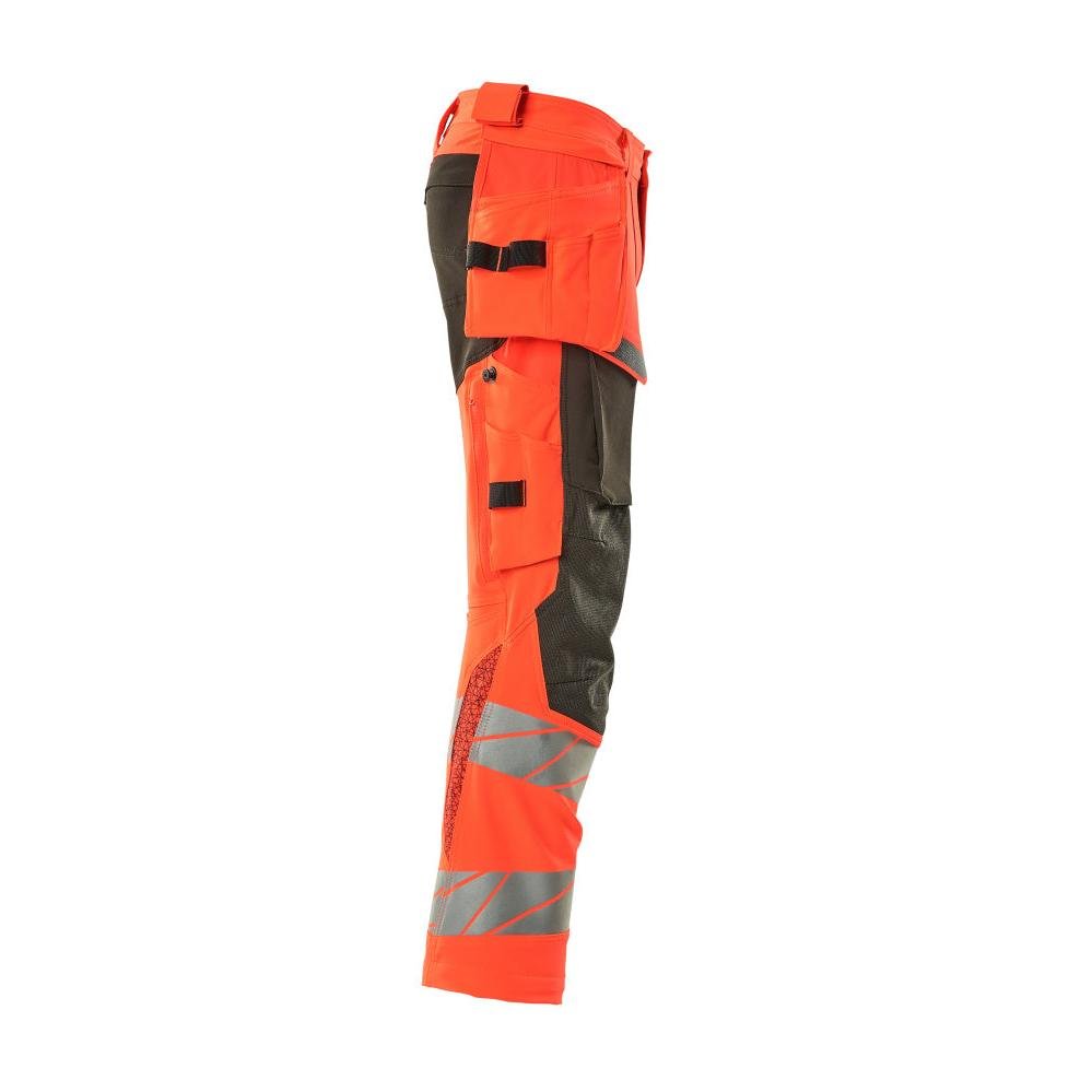Pantaloni cu buzunare suspendate, pantaloni ULTIMATE STRETCH, rosu hi-vis/antracit inchis