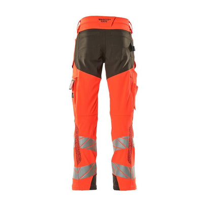 Pantaloni cu buzunare pentru genunchi, pantaloni ULTIMATE STRETCH, rosu hi-vis/antracit inchis