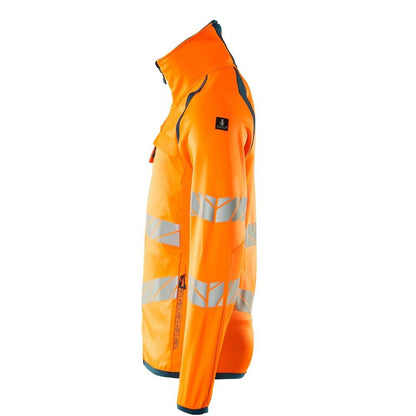 Pulover din lână cu jachetă din microfleece cu fermoar