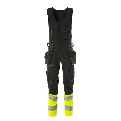 Pantaloni combinați, buzunare suspendate, pantaloni combinați ULTIMATE STRETCH, negru/galben hi-vis