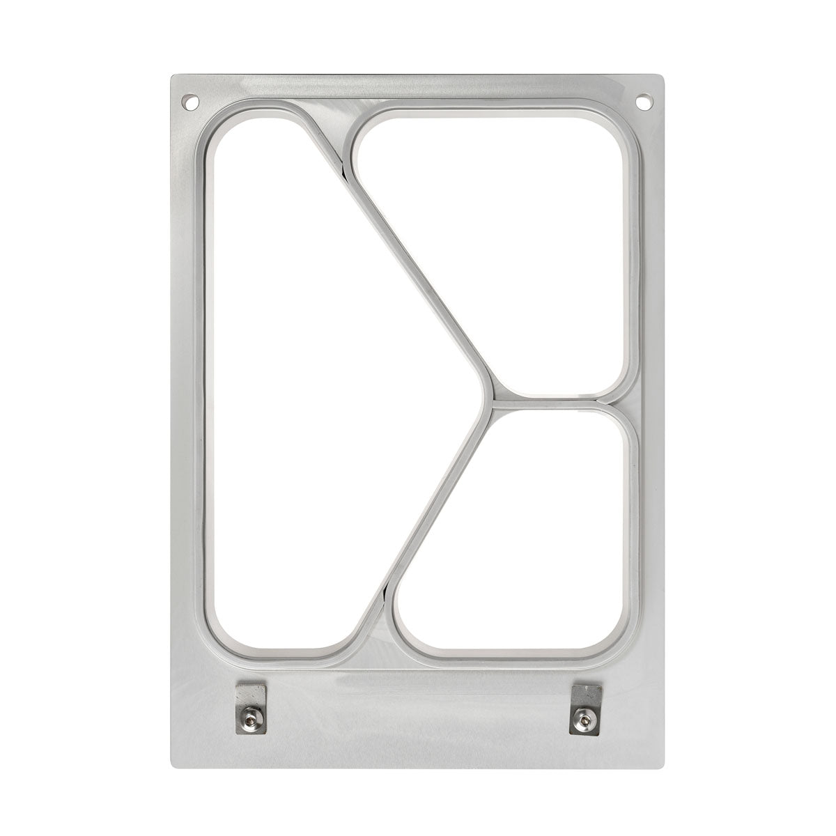 Caseta DF10/20 3-comp a Duni GmbH este un cadru metalic dreptunghiular cu margini rotunjite și traverse intersectate, conceput pentru Fibretray Caterline 500/250/190 ml, și dispune de două șuruburi de bază și patru găuri de colț pentru o montare ușoară.