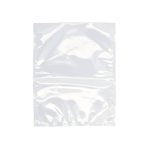 Plicul Starpak 100 cu margine sigilată, PA / PE transparent - un plic clar, dreptunghiular, cu margini sigilate și suprafață lucioasă - este prezentat pe un fundal simplu alb, perfect pentru depozitarea alimentelor cu un aparat de vidat cu cameră.