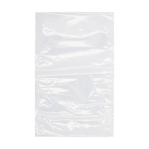 Un singur plic transparent Starpak 100 cu margine sigilată (PA/PE), așezat plat pe un fundal alb - ideal ca pungă de vidat resigilabilă pentru alimente sau pentru utilizare cu aparatele de vidat cu cameră.