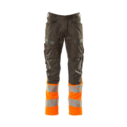 Pantaloni cu buzunare pentru genunchi, pantaloni cu inserții elastice, antracit închis/portocaliu hi-vis