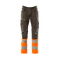 Pantaloni cu buzunare pentru genunchi, pantaloni cu inserții elastice, antracit închis/portocaliu hi-vis