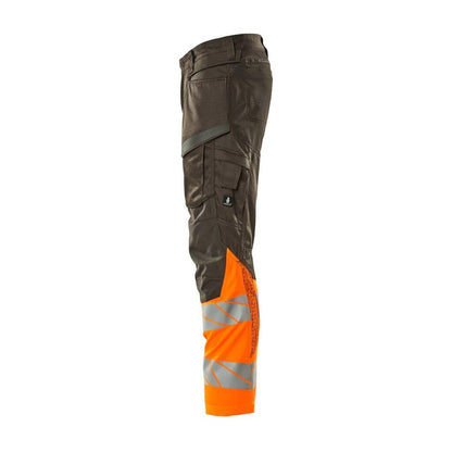 Pantaloni cu buzunare pentru genunchi, pantaloni cu inserții elastice, antracit închis/portocaliu hi-vis
