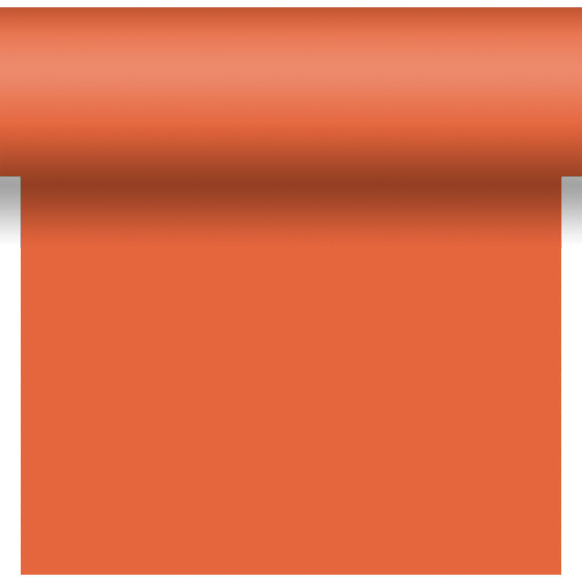Dunicel-Tischläufer Tête-à-Tête 24 m x 0,4 m (20 secțiuni) de la Duni GmbH în portocaliu uni oferă o textură netedă - ideal pentru un decor de masă vibrant sau amenajări stilate Tête-à-Tête.