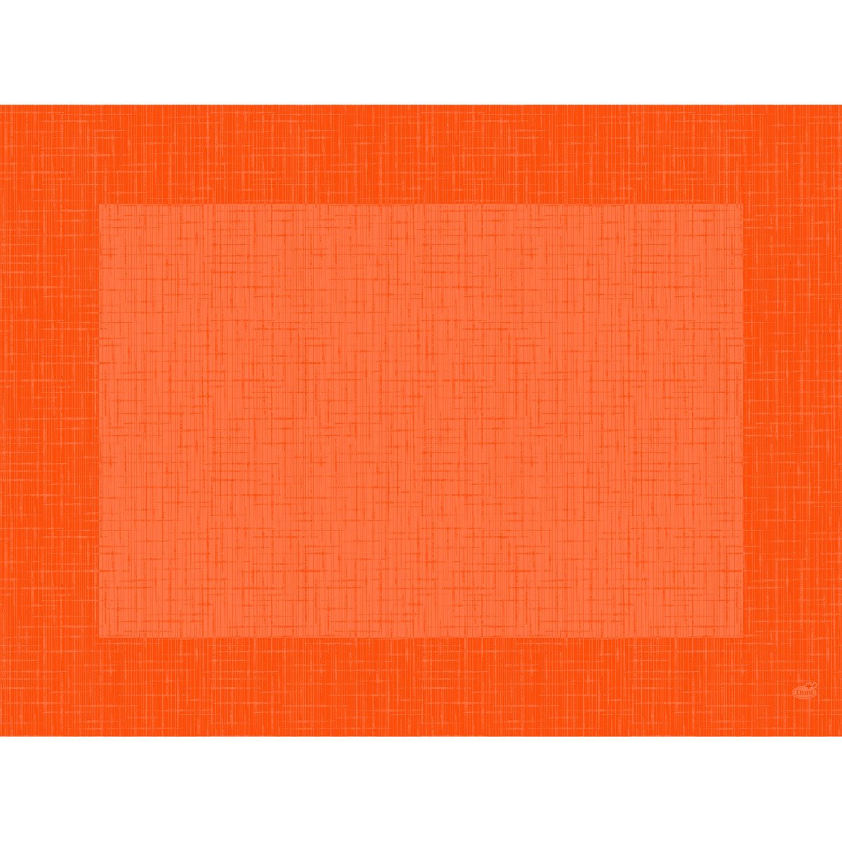 O operă de artă digitală, inspirată de articolele de ieșire ale Duni GmbH: Dunicel-tăvițe 30 x 40 cm Linnea Sun Orange prezintă o grilă vibrantă în portocaliu și roșu cu un dreptunghi portocaliu mai deschis, încadrat de o margine portocalie mai închisă. Pachet (100 bucăți).