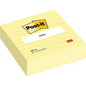 Un teanc de foi galbene Post-it® Notes în format mare (101 mm x 101 mm, 300 de foi) de la 3M Deutschland GmbH cu eticheta "notes" albă și logo-ul 3M roșu - ideal pentru notițe organizate și generoase.
