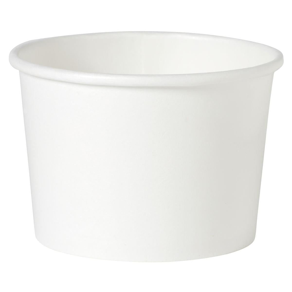 Paharul de supă Basic Alb Carton/PE de la Duni GmbH este un simplu pahar de carton alb de unică folosință cu margine rulată, ilustrat gol într-un unghi ușor pe un fundal alb. Ideal ca pahar de supă pentru mese practice în deplasare.