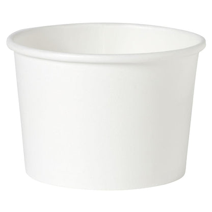 Paharul de supă Basic Alb Carton/PE de la Duni GmbH este un simplu pahar de carton alb de unică folosință cu margine rulată, ilustrat gol într-un unghi ușor pe un fundal alb. Ideal ca pahar de supă pentru mese practice în deplasare.
