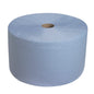Rola mare WypAll® L30 de la Kimberly-Clark GmbH în albastru cu 750 de șervețele este ideală pentru sarcini de curățenie industrială, deoarece este deosebit de absorbantă. Prezentată pe un fundal alb.