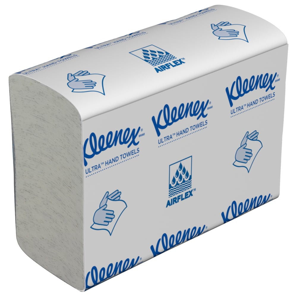 Un teanc de șervețele de mână Kleenex® Ultra™ MultiFold în alb, 18 pachete x 150 de foi pe cutie (18 pachete), de la Kimberly-Clark GmbH - șervețele de hârtie de înaltă calitate pentru fiecare baie.