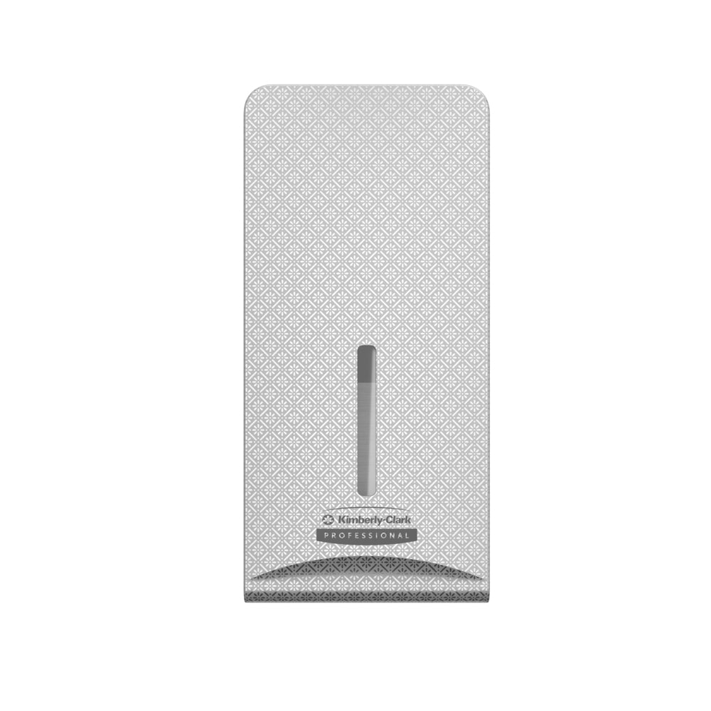 Die Kimberly-Clark GmbH Professional™ Icon™ Dispenser Faceplate - FTT (27,80 cm x 13,10 cm x 1,40 cm) zeichnet sich durch ein strukturiertes Rautenmuster und ein vertikales Fenster aus und ist ideal für moderne Waschraumdesigns.