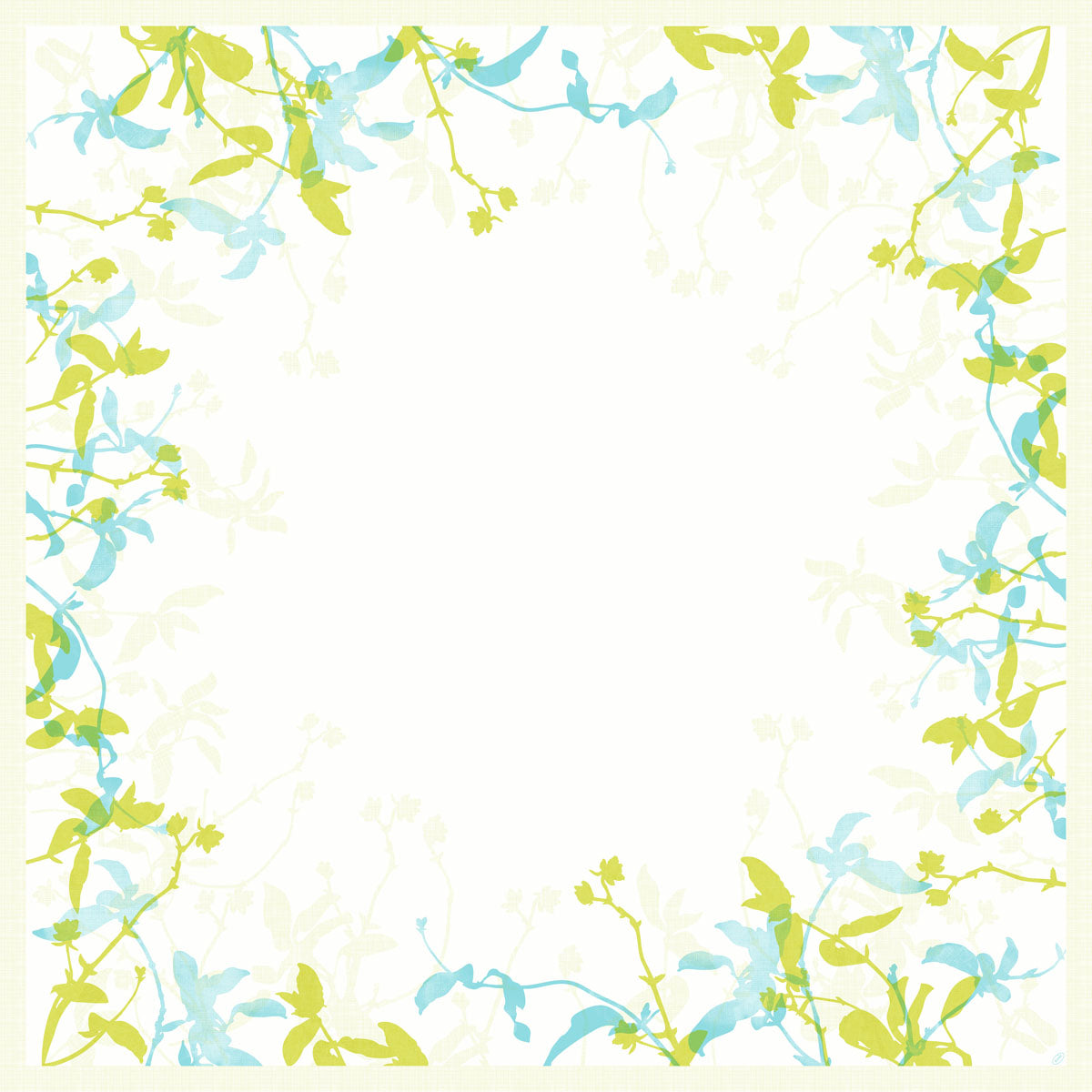 Fața de masă Dunicel 84x84 cm Elise de la Duni GmbH (pachet de 20 de bucăți) oferă o decorare elegantă a mesei: un cadru pătrat de flori acuarelă albastre și verzi împodobește colțurile și marginile - perfect pentru ocazii festive.