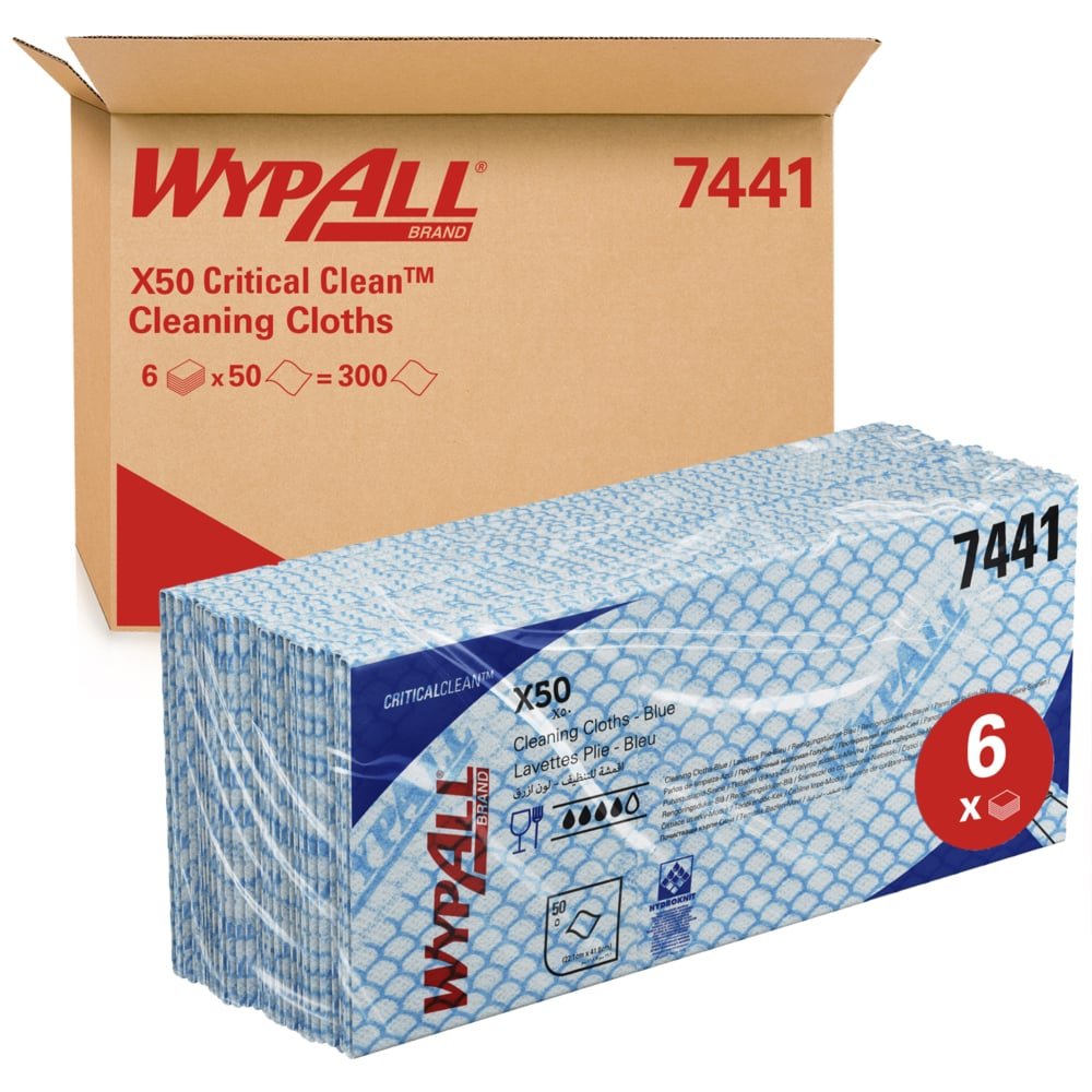 Șervețelele WypAll® X50 Interfold (41,80 x 24,70 cm) de la Kimberly-Clark GmbH sunt soluția ideală pentru curățenie industrială și rapidă.