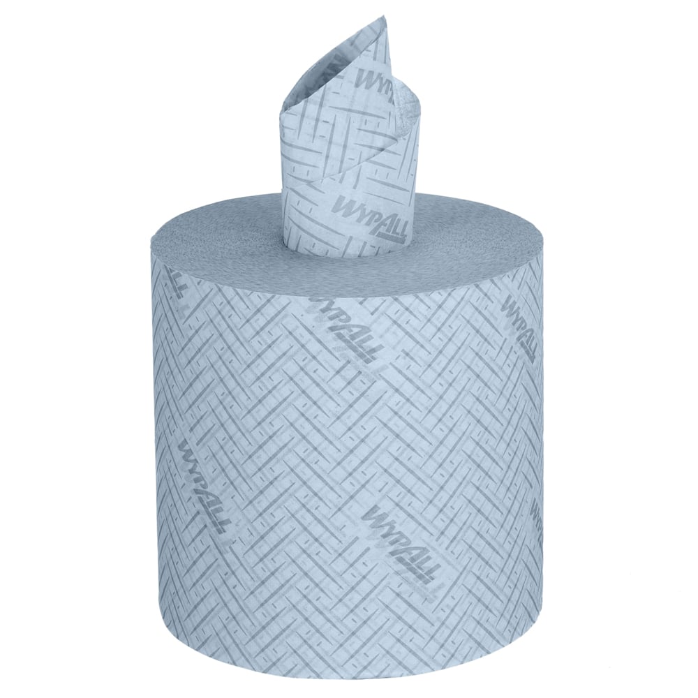 Șervețelul de hârtie WypAll® L20 pentru sarcini de curățare industrială de la Kimberly-Clark GmbH oferă extragere centrală practică și textură embosată; dimensiuni: 38,00 x 18,30 cm. Ideal pentru curățare eficientă în medii industriale.