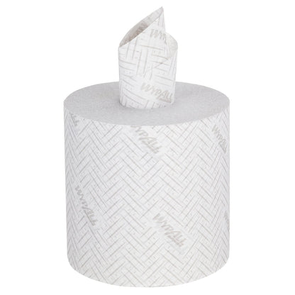 O rolă mare de șervețel de hârtie WypAll® L20 de la Kimberly-Clark GmbH (38,00 x 18,30 cm), cu suprafață texturată și extragere centrală, ideală pentru sarcini de curățare industrială.