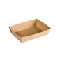 Cutia Viking Brick Box Braun Karton/PE 200x140x45 de la Duni GmbH, un castron alimentar dreptunghiular maro cu margine ridicată și partea superioară deschisă, este prezentată pe un fundal alb ca o soluție practică de ambalare. Pachet: 300 bucăți.