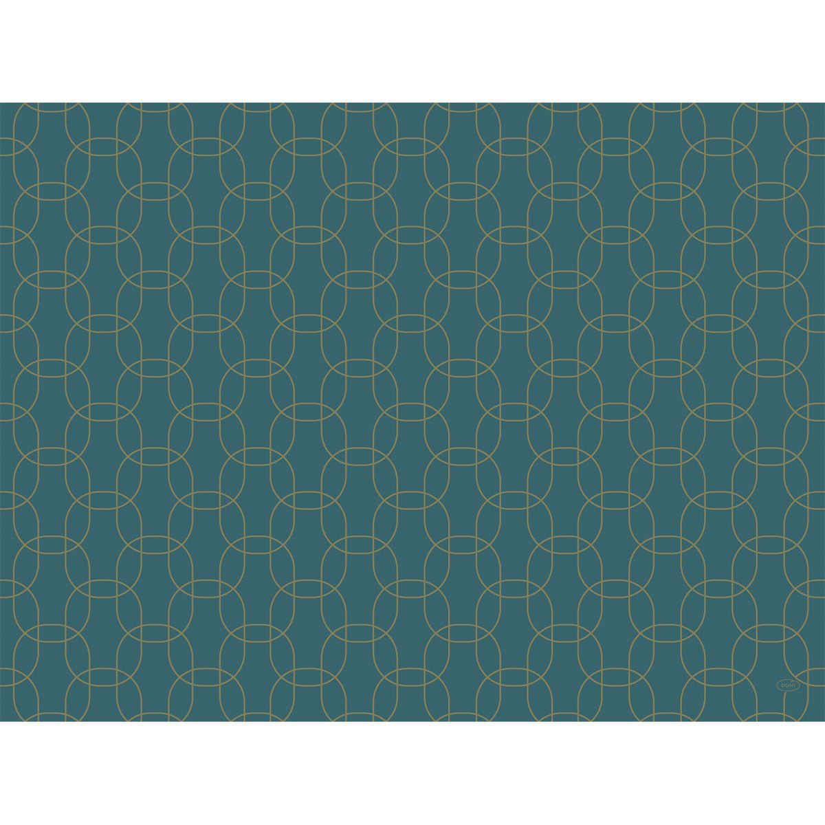 Un fundal teal cu linii subțiri aurii care se intersectează, creând un model geometric asemănător unei grile - perfect pentru seturile Dunicel 30x40 de la Duni GmbH.