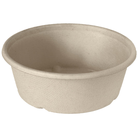 Der Duni GmbH Classic Bowl 600 ml, beschichtet mit Braun Bagasse BAT/PLA (154x154x56), wird in einer 40er-Packung geliefert. Hergestellt aus biologisch abbaubarem Material, bietet sie eine umweltfreundliche Verpackung und ist auf weißem Hintergrund abgebildet.