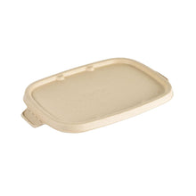 Der Bagasse Deckel Cube 900/1200 ml Braun Bagasse 249x167x13 der Duni GmbH, ein kompostierbarer Rechteckdeckel mit abgerundeten Kanten und einer kleinen Lasche, bietet eine umweltfreundliche Verpackungslösung für Cube-Behälter (Packung: 40 Stück).