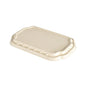 Capacul din fibră natură acoperită Duni GmbH Take-Away Bagasse 256x165x19 (pachet cu 225 bucăți) este un capac din fibră bej, dreptunghiular, format vertical - o alternativă durabilă pentru recipientele de tip take-away.
