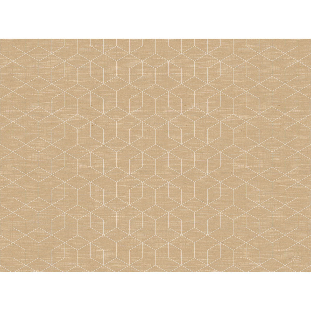 Ein beiger Hintergrund mit dezentem weißen Würfelmuster präsentiert die Bio-Dunicel-Sets 30x40 Graphics-natürliche Papiersets, Packung (100 Stück) der Duni GmbH - ideal, um umweltfreundliches Geschirr stilvoll zu präsentieren.