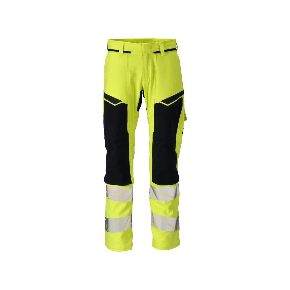 Pantaloni, buzunare pentru genunchi, pantaloni ULTIMATE STRETCH Multisafe, hi-vis galben/negru-albastru
