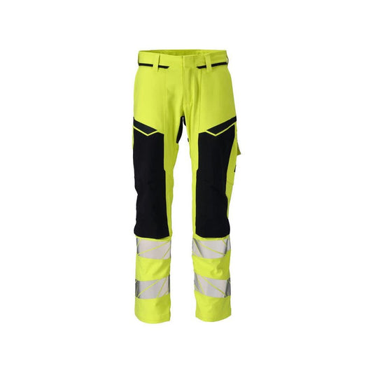 Pantaloni, buzunare pentru genunchi, pantaloni ULTIMATE STRETCH Multisafe, hi-vis galben/negru-albastru