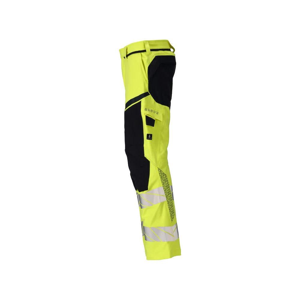 Pantaloni, buzunare pentru genunchi, pantaloni ULTIMATE STRETCH Multisafe, hi-vis galben/negru-albastru