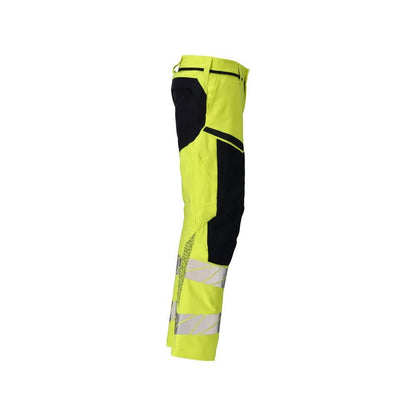 Pantaloni, buzunare pentru genunchi, pantaloni ULTIMATE STRETCH Multisafe, hi-vis galben/negru-albastru