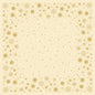 Die Bio-Dunicel-Mitteldecke 84x84cm Stargazing cream von Duni GmbH hat einen hellgelben Hintergrund mit einer goldenen Schneeflocken- und Sternenbordüre, die an den Rändern dicht und zur Mitte hin spärlicher ist - ideal für die Tischdekoration. Packung mit 20 Stück.