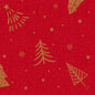 Die Bio-Dunisoft-Servietten 40x40cm von Duni GmbH haben einen rot-karierten Hintergrund mit goldenen Weihnachtsbäumen, Sternen und Schneeflocken - eine umweltfreundliche, festliche Note für Ihren Festtagstisch.