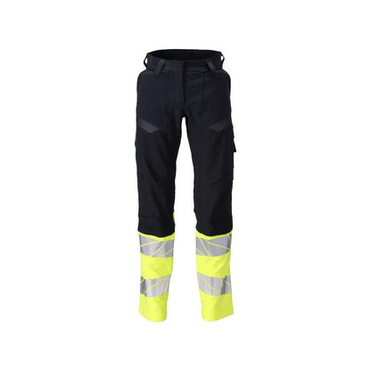 Pantaloni, femei, DIAMOND, buzunare pentru genunchi, pantaloni stretch Multisafe, negru albastru/galben hi-vis