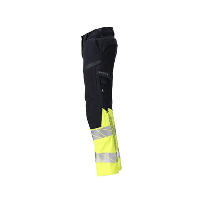 Pantaloni, femei, DIAMOND, buzunare pentru genunchi, pantaloni stretch Multisafe, negru albastru/galben hi-vis