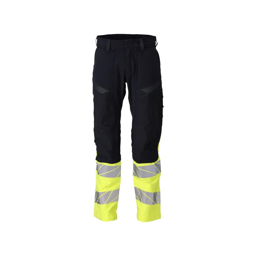 Pantaloni, buzunare pentru genunchi, pantaloni ULTIMATE STRETCH Multisafe, negru albastru/galben hi-vis
