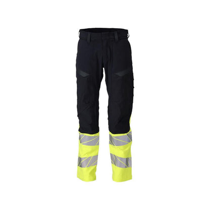 Pantaloni, buzunare pentru genunchi, pantaloni ULTIMATE STRETCH Multisafe, negru albastru/galben hi-vis